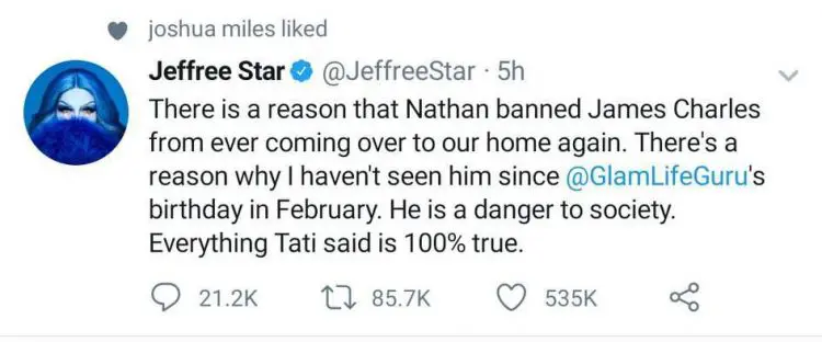 Jeffree Star Deletes His Tweets Regarding James Charles Drama 1 Jeffree Star Nathan James Charles Tati Westbrook