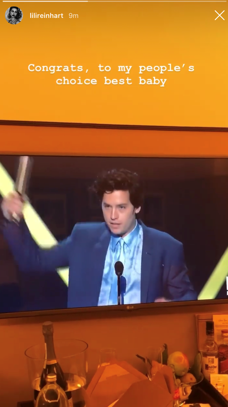 Cole Sprouse Wins People's Choice Award for 'Five Feet Apart' 1 Cole Sprouse Lili Reinhart People's Choice Awards