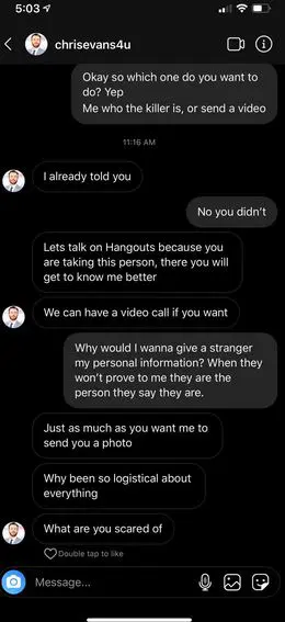 Fake Chris Evans Is Taking Money From Fans 1 screenshot of a 'Fake Chris Evans'
