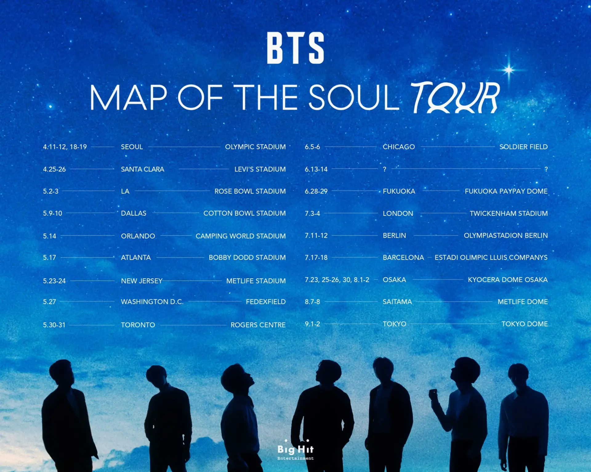 BTS Tour Dates Announced for their 2020 World Tour 1 BTS Tour