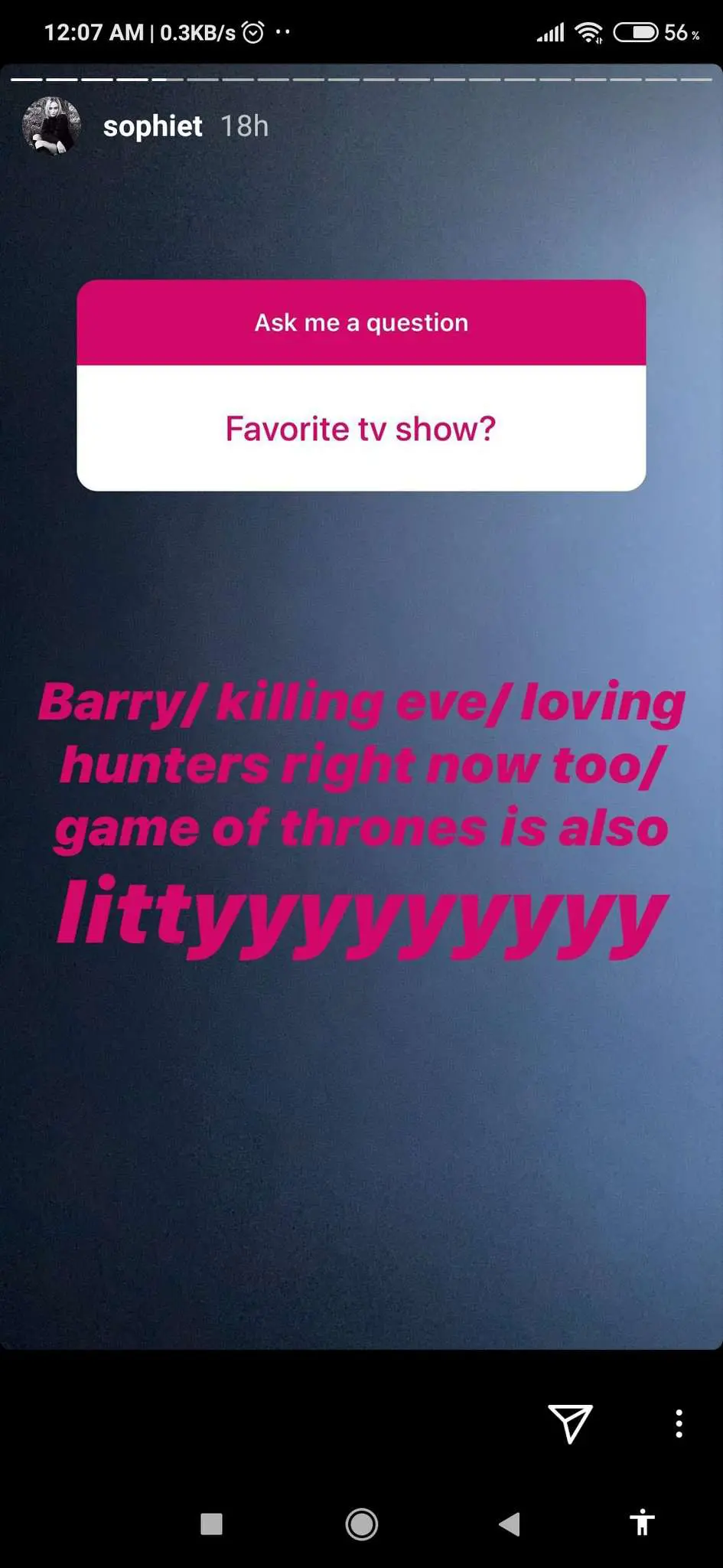 Sophie Turner Answers Fans Questions on Instagram 1 Sophie Turner's Instagram