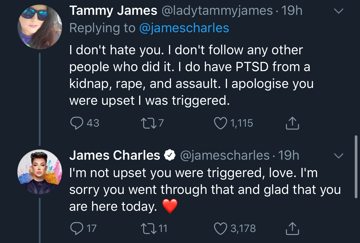 James apologizes to a victim