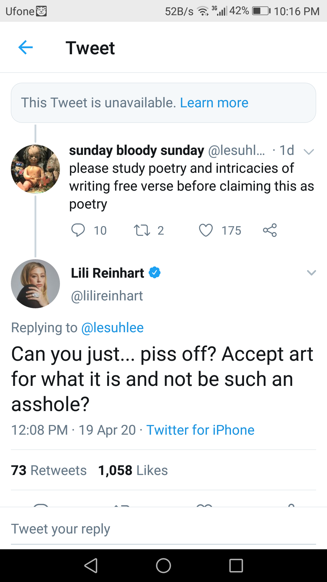 lili reinhart backlashes at fans