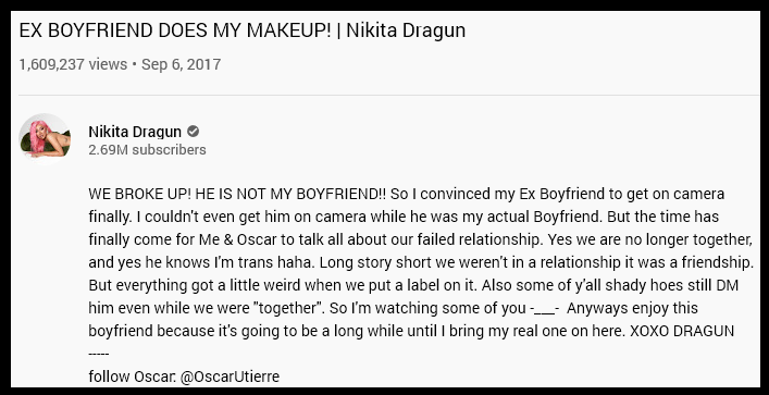 Nikita Dragun's Sidechick Is Oscar Utierre? 1 Ex Boyfriend Does My Makeup