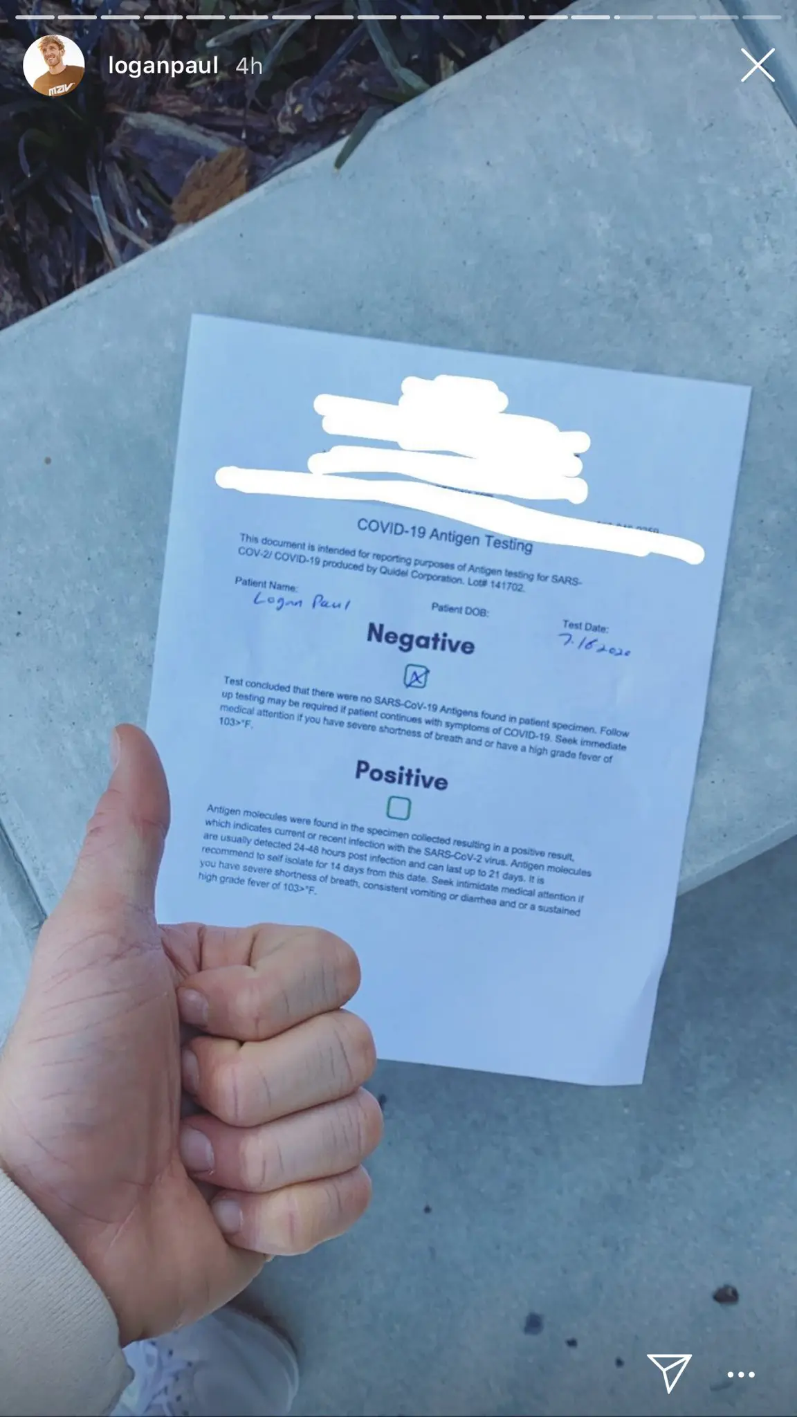 Logan Paul Just Got Himself Tested For COVID-19 1 Logan Paul test results