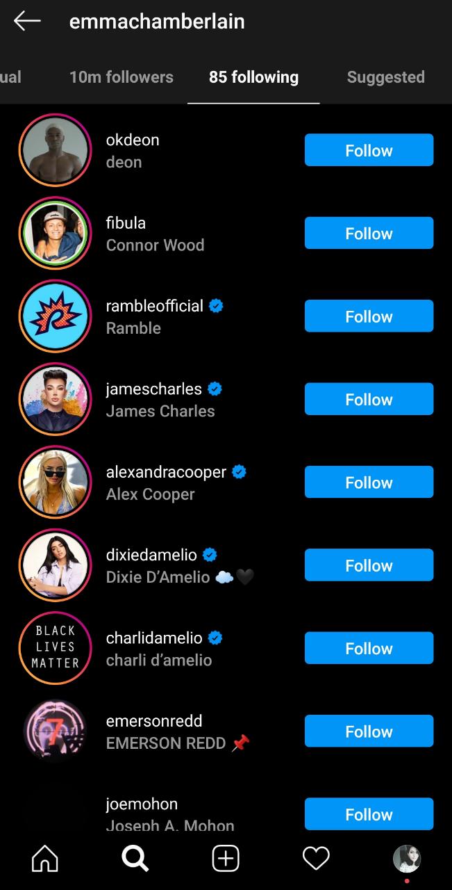 Emma Chamberlain Follows Sister Squad Member James Charles