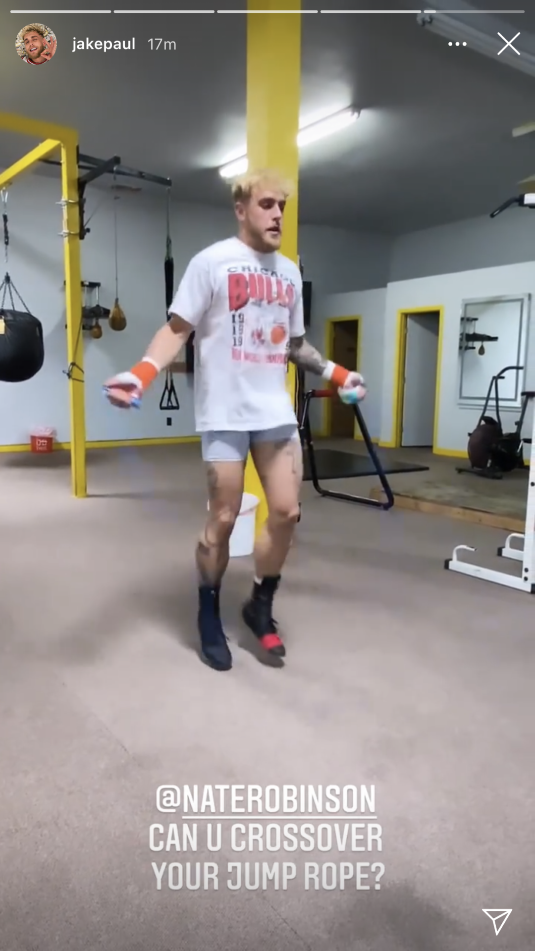 Jake Paul trains for his fight with Nate Robinson with a morning glory 2 Jake mocking Nate