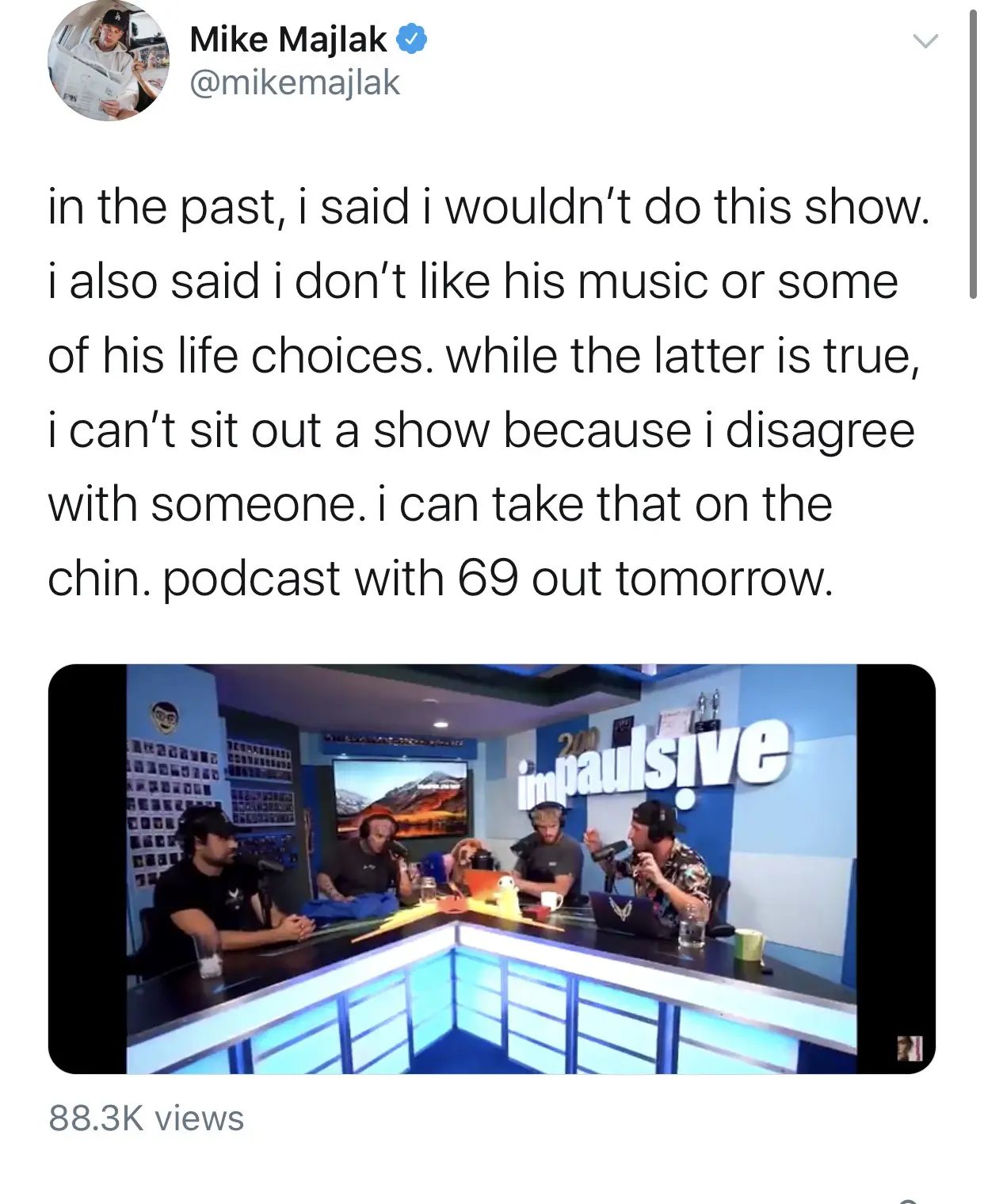 Tekashi 6ix9ine comes on Logan Paul's 'Impaulsive' Podcast 2 Mike's tweet