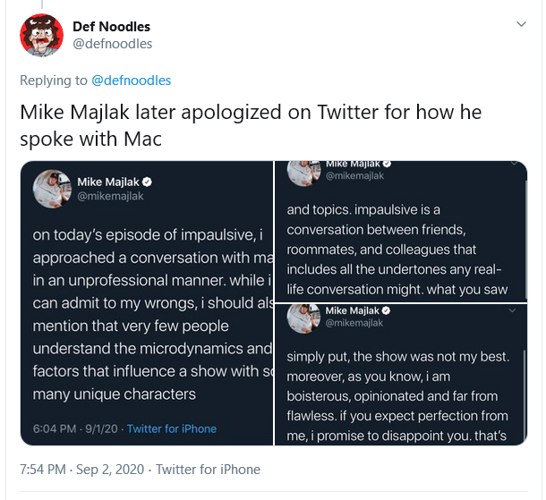 Mike Majlak's apology
