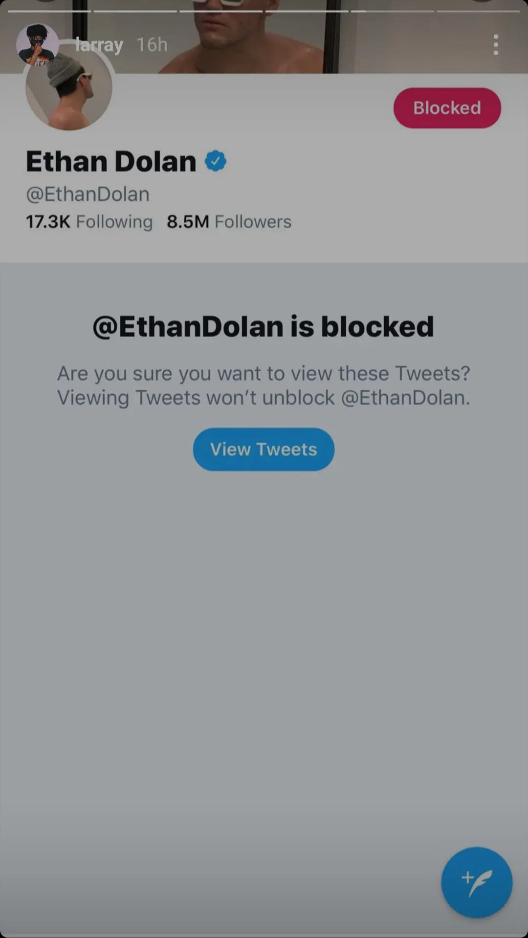 Larray ended up blocking Ethan Dolan on Twitter! 2 ethan dolan blocked larri