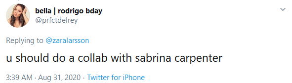 Zara Larsson & Sabrina Carpenter Collaborating on new song? 1 Fan wish for a Collab