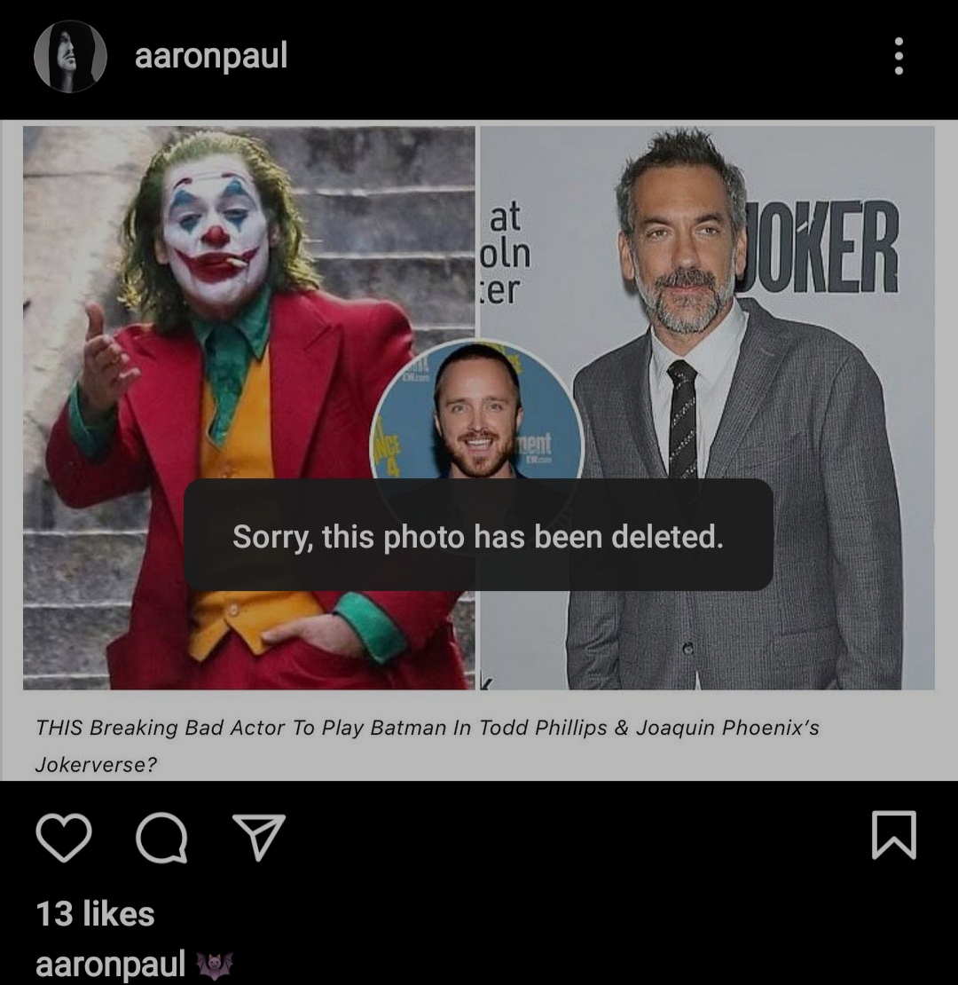 Breaking Bad Aaron Paul Deletes Instagram Post About Batman