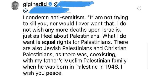 Gigi hadid speaks for Palestine 